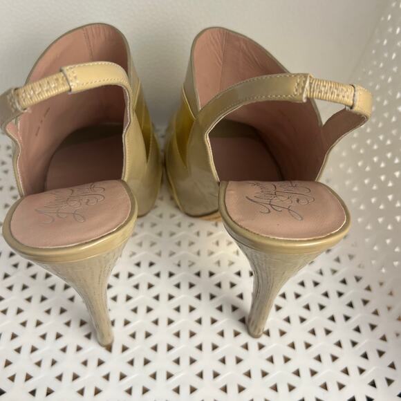Alejandro Ingelmo Nude Gold Slingback Platform Heels Size 39 9 - Picture 5 of 10